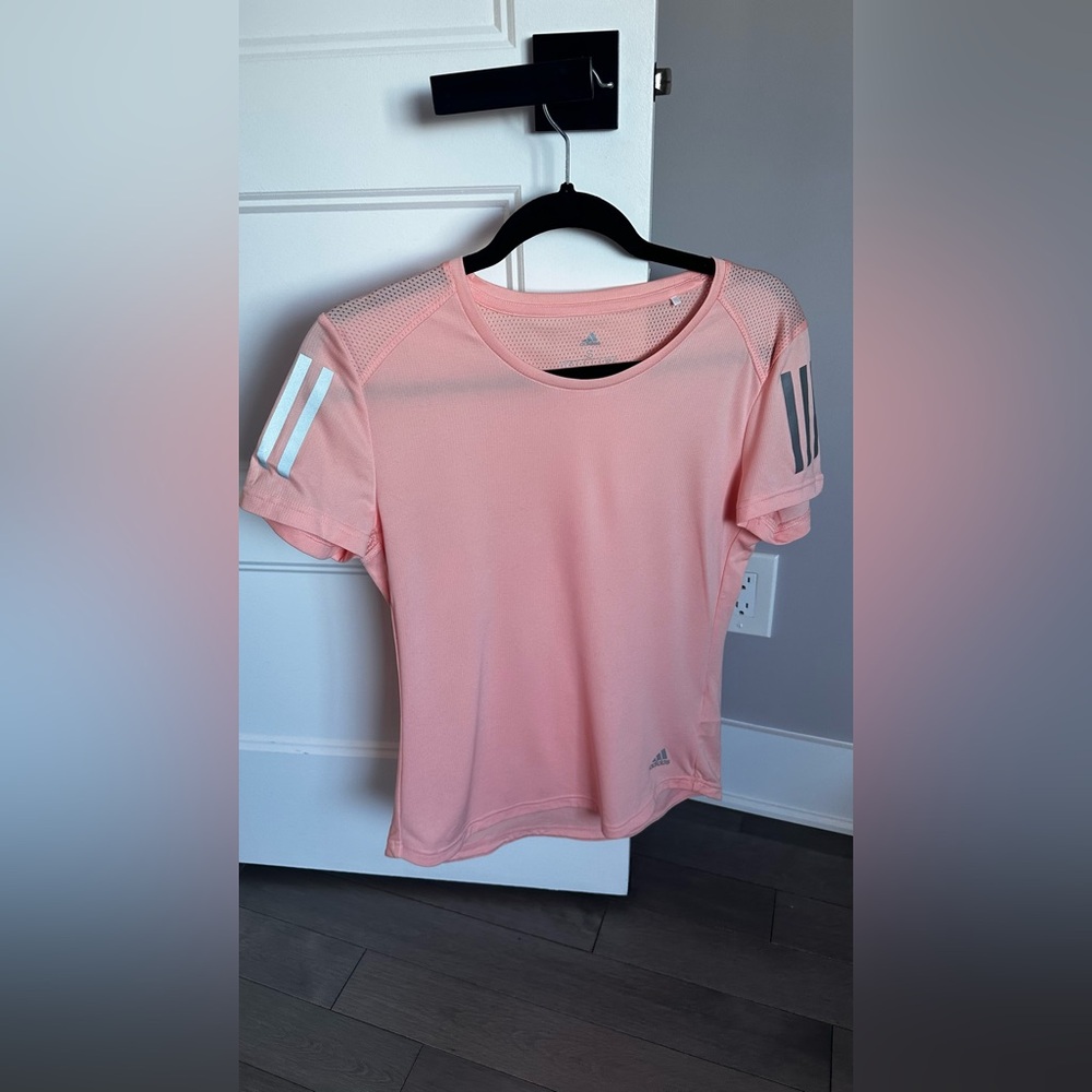 Adidas Women's Light Pink Tee with Stripes